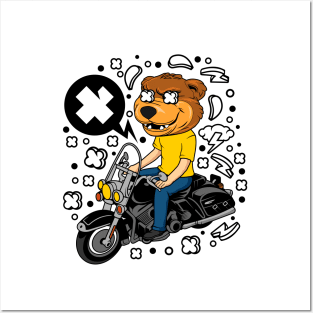 bear biker illustration Posters and Art